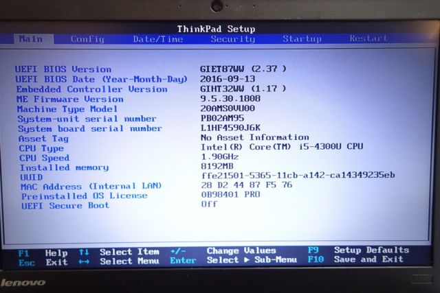 How to change serial number in bios lenovo 10
